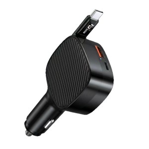 Chargeur de voiture 3 en 1 à charge rapide 30W PD avec câble rétractable de 70 cm, adaptateur QC 4.0 25W, chargeur multifonctionnel, vente en gros - Product Image 6