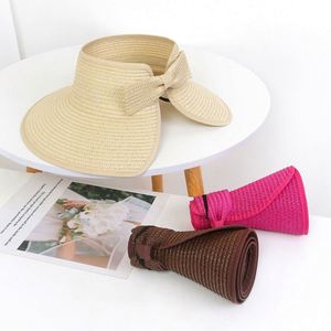 Summer Beach Hat Unisex Open-top Cap Topless Sunhat Korean Style Foldable Straw Weaving Cloche Large-brimmed Hand Embroidery - Product Image 1