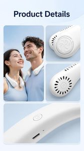 New Arrivals 3 Speed Levels Factory Wearable Outdoor <b>Portable</b> Electric <b>Fan</b> USB Rechargeable Bladeless Mini Hanging Neck <b>Fan</b> - Product Image 4