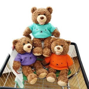 CustomPlushMaker Vente en gros : Peluche ours souriant avec <span class=keywords><strong>pull</strong></span>, jouet en peluche animal mignon - Product Image 1