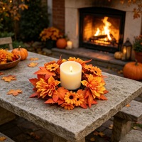 Karangan Bunga Simulasi, Daun Maple, Hiasan Meja dan Ruang Tamu Bentuk Buah Pinus untuk Dekorasi Thanksgiving dan Festival Panen