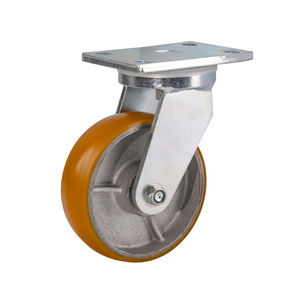 4in Polyurethane 500kg Load Capacity Swivel 2" Wide <strong>Caster</strong> Wheels 10mm Thickened Bracket <strong>Cast</strong> <strong>Iron</strong> PU <strong>Casters</strong> with Grease Nipple - Product Image 1