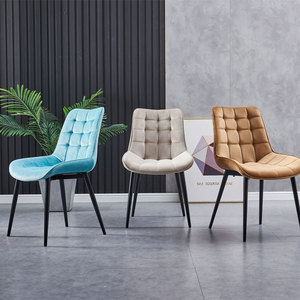 Chaises de salle à manger de restaurant confortables et luxueuses modernes en tissu gris en cuir velours rembourrées - Product Image 2