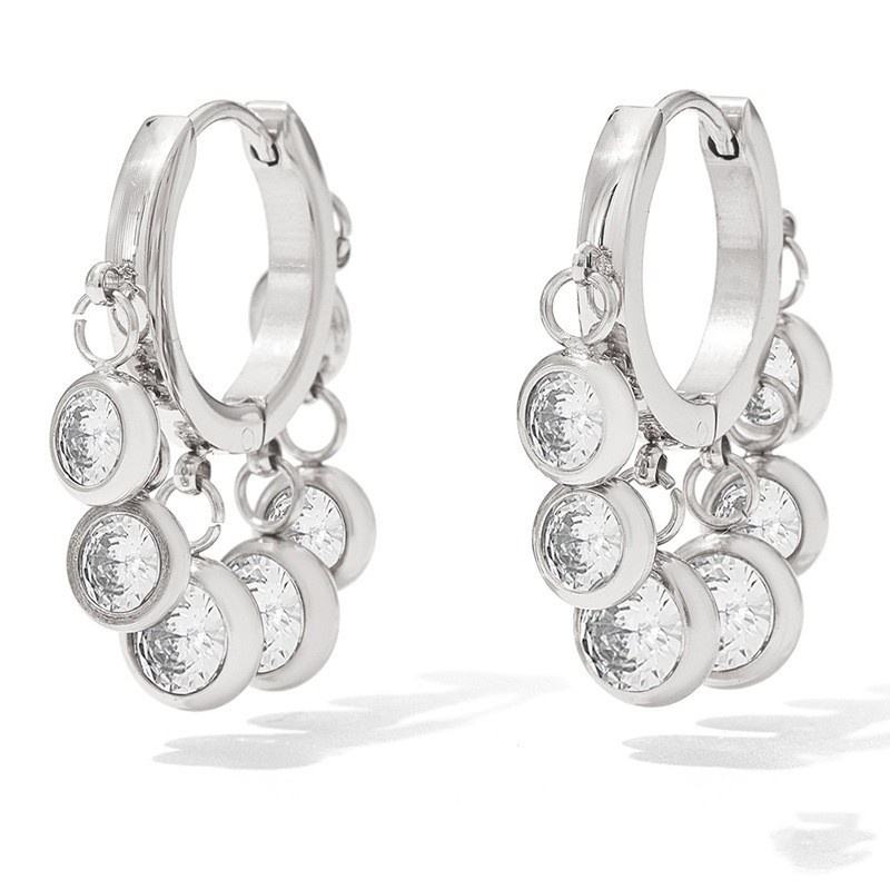 Boucles d'oreilles argent + zirconium blanc