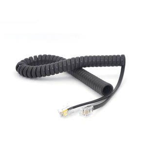 3FT RJ19 4P4C Auricular de teléfono <span class=keywords><strong>Cable</strong></span> de teléfono de bobina rizada RJ9 4P4C Macho a macho <span class=keywords><strong>Cable</strong></span> de <span class=keywords><strong>cable</strong></span> en espiral de teléfono - Product Image 1