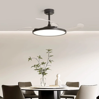 Ventilateur de plafond LED invisible en fer, design moderne, télécommande, 3 vitesses, intensité réglable pour chambre à coucher, salon et salle à manger