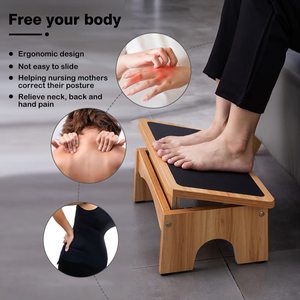 Adjustable Under <b>Desk</b> Footrest Ergonomic Foot for Under <b>Desk</b> with 3 Height Position Wooden Foot <b>Stool</b> Under <b>Desk</b> - Product Image 4
