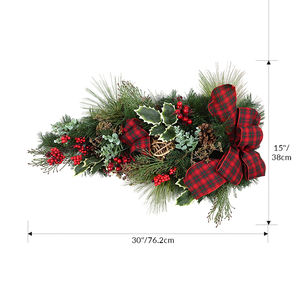 Best Quality Customized <b>Door</b> Mount Eco-Friendly Artificial Teardrop Garland Green Xmas Swag - Product Image 2