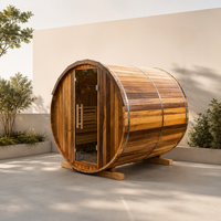 Kaca panorama merah Cedar halaman belakang taman mewah 2 4 Orang kayu ditembakan jauh inframerah rumah Villa luar ruangan  Sauna