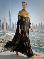 Robe de soirée de luxe perlée pour femme musulmane, Abaya grande taille, style Dubaï, demi-manches, motifs islamiques du Moyen-Orient