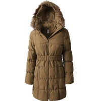 Manteau matelassé réversible imperméable pour femme avec ceinture et garniture en fourrure d'agneau épaisse, vêtement d'extérieur d'hiver