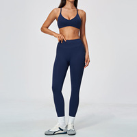 Ensemble de yoga 5 pièces Bnice 5112 pour femme – Leggings sans couture taille haute, pantalon évasé, veste zippée – Tenue de sport et fitness avec logo