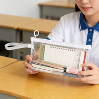 Étui à crayons transparent minimaliste pour les examens, format A6, sac de rangement à fermeture éclair, logo imprimé, papeterie personnalisée, école, bureau