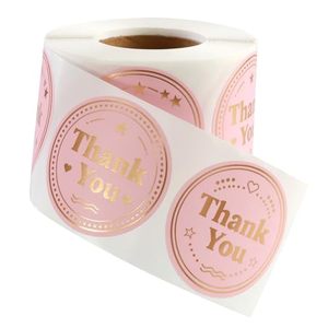 Custom Self Adhesive Shopping Wedding Round <b>Roll</b> Gold 500 Thankyou Label Thanks You <b>Sticker</b> - Product Image 1