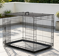 Cage pliable en fil métallique pour chien, boîte solide avec portes d'accès double face, poignée supérieure, clips de sécurité, plateau amovible, grande taille pour usage domestique