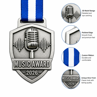 Medaglie Personalizzate con Logo per Sport, Danza e Musica, in Lega di Zinco, Rotonde, Smaltate, Placcate Argento con Nastro, per Anniversari e Eventi di Moda