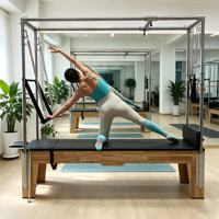 MJD Pilates Reformer, Cadillac Kayu Oak yang Tahan Lama, Peralatan Pilates Komersial, Cocok untuk Studio Rumah dan Penggunaan Komersial.