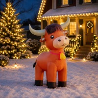 Vache gonflable pour décorations de Noël sur le thème de la ferme, adorable vache Highland pour jardins extérieurs et décorations de fête à LED