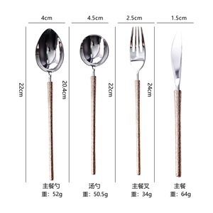 Stainless Steel Hammered Mirror Finish Steak Knife Fork Spoon Set Luxury Retro Western Style <b>Dinnerware</b> - Product Image 5