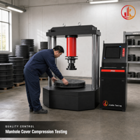 Machine automatique de test de compression pour couvercles d'égouts, testeur de pression hydraulique 1000 kN, équipement d'essai de charge de fissuration pour fonte