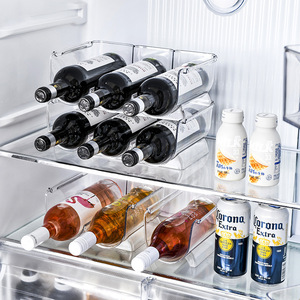 Estante de almacenamiento de vino tinto acrílico para nevera, botella de vino apilable, organizador de cerveza, despensa de cocina, estante de almacenamiento para refrigerador - Product Image 1