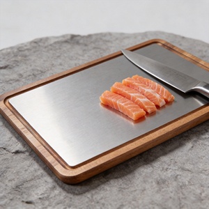 <span class=keywords><strong>Planche</strong></span> à découper 2-en-1 en titane et bois d'acacia, antibactérienne, avec rainure pour les jus, double face, <span class=keywords><strong>planche</strong></span> de cuisine <span class=keywords><strong>professionnelle</strong></span> - Product Image 6