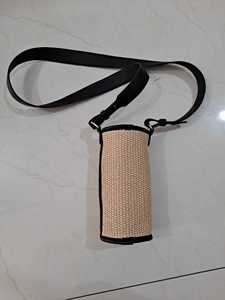 Bolso de mano informal tejido de paja, bordado, con dos correas para el hombro, diseño de rayas, estilo bohemio, parte superior abierta, gran capacidad, de algodón - Product Image 1
