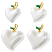 Js1870 Sierlijke Kleine Chique Pret Fruit Collectie 18K Vergulde Witte Faux Parel Liefde Hart Charme Hanger Voor Sieraden Maken