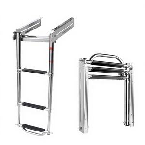 บันไดสแตนเลสแบบยืดหดได้สามตอน ปรับแต่งได้ ป้องกันการลื่น สำหรับเรือยอชท์และเรือไฟเบอร์กลาส - Product Image 2