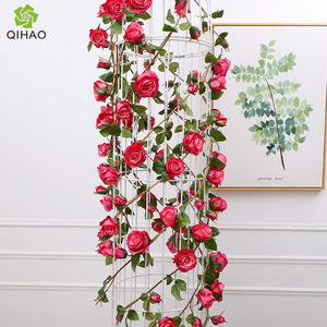 QIHAO <b>Artificial</b> Rose <b>Vine</b> Silk <b>Flower</b> Wedding Decoration Wall Hanging Home Decor Reusable High Simulation - Product Image 4