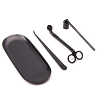 Kit d'entretien de bougies en acier inoxydable avec logo personnalisé, coupe-mèche, éteignoir, bâtonnet de nettoyage, plateau et accessoires, coffret cadeau pour la vente en gros aux boutiques de bougies