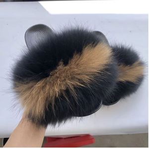 Vraie fourrure de raton laveur diapositives pour les femmes doux extérieur pour les pantoufles avec expédition rapide pour toutes les saisons-prix de gros - Product Image 6