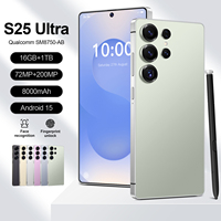 Teléfono Inteligente S25Ultra Desbloqueado de Alto Rendimiento con Procesador Deca Core, Android 15, 16G+1TB, S-Pen, Pantalla HD, 4G