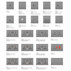 Bán buôn thiết kế mới tường chuyển đổi và ổ cắm Đức tiêu chuẩn PC grey Bảng điều chỉnh A6 loạt Ánh Sáng Thiết bị chuyển mạch điện đối với trang chủ - Product Image 1
