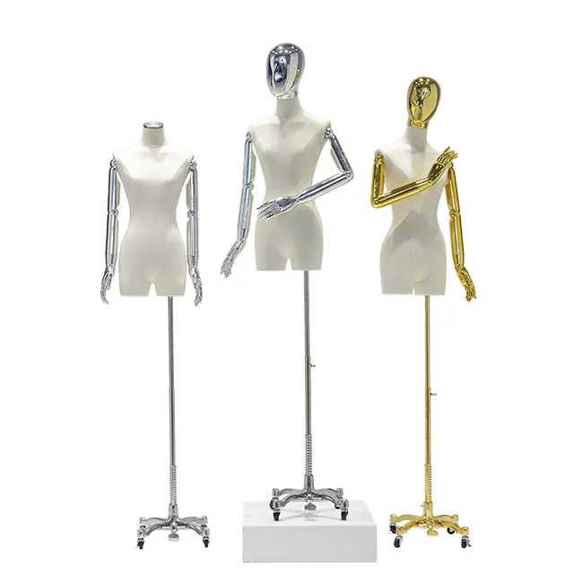 Clothing store fashion woman mannequin props upper body split female model with Electroplating head and arms window display