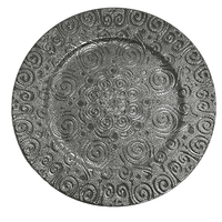 Assiettes de présentation vintage Woju 13 pouces, plaquées or, en plastique, avec texture festonnée, pour décoration de table de cérémonie