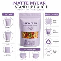 Op maat gemaakte logo-mat afgewerkte staande ritssluitingszak met transparant venster, Mylar Doypack verpakking voor snacks en gedroogd fruit