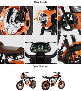 دراجة كهربائية للبالغين 60V/17.4Ah ، 31MPH Ebike 20 بوصة إطارات سميكة لنقل البضائع الخفيفة دراجات كهربائية للتنقل - Product Image 5