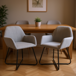 2 chaises de salle à manger en tissu gris clair, modèle D0100HE7E77 - Product Image 2
