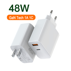 Good SHE TECH เครื่องชาร์จ48W แบบ Dual GAN Type C 45W PD ที่ชาร์จติดผนังแบบพกพาได้อย่างรวดเร็วสำหรับ <span class=keywords><strong>iPhone</strong></span> Samsung - Product Image 1