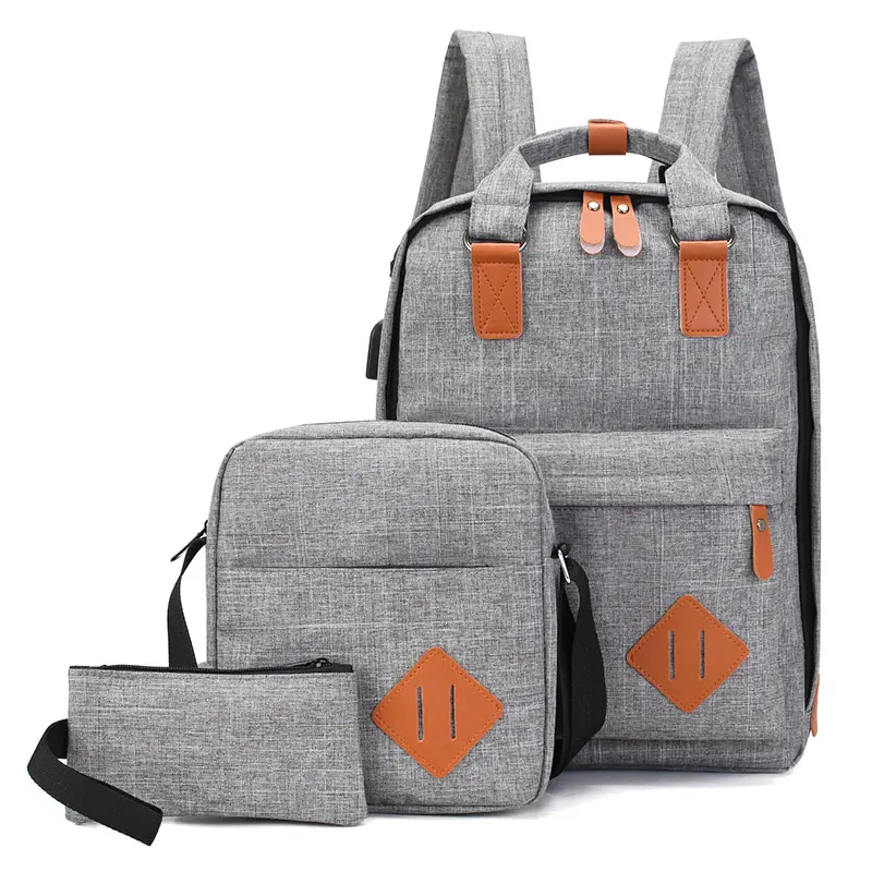 Conjunto de 3 compartimentos Bolsa de estudiante informal Mochila simple duradera para computadora portátil