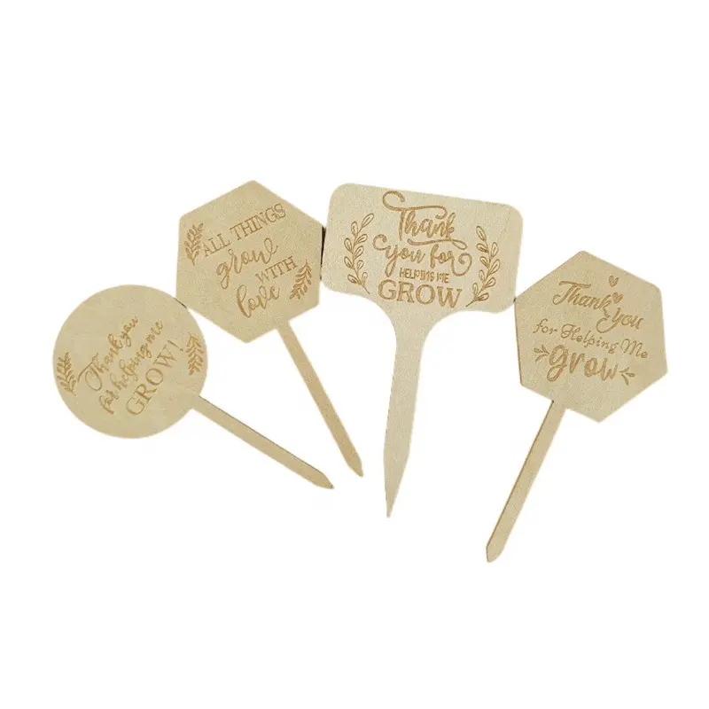 Étiquettes de piquets en bois double couche en forme de T avec logo de forme personnalisée étiquette de plaque d'insertion d'empotage de jardin marqueur de nom étiquettes de signe de plantes