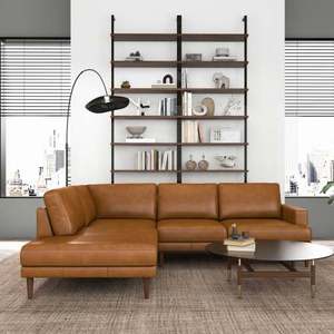 Modern L Shaped Modular Pu4 Seat Left-Facing Tan Sectional <b>Sofa</b> <b>Bed</b> High Quality Living Room Furniture - Product Image 1