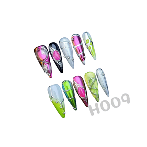 <span class=keywords><strong>Ongles</strong></span> à presser faits main en acrylique 3D, design <span class=keywords><strong>de</strong></span> luxe, forme stiletto, pointes longues, <span class=keywords><strong>avec</strong></span> colle, option logo personnalisé, 10 pièces - Product Image 6