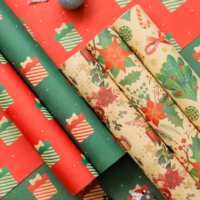 Rouleaux de papier cadeau de Noël, papier cadeau vintage en kraft, papier d'emballage pour cadeaux de Noël, papier d'emballage pour décorations de boîtes cadeaux