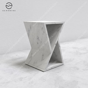 ทรงรีเงาสูงสำหรับห้องนอนและห้องนั่งเล่นโต๊ะปลายหินอ่อนสีขาวดีไซน์ทันสมัยหรูหรา - Product Image 6