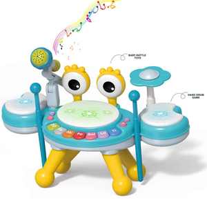 Carton Crabe Hochet Sifflet Jouets Ensemble <span class=keywords><strong>Piano</strong></span> Musical Lumières <span class=keywords><strong>Jazz</strong></span> Tambour Électrique Kit pour Bébé <span class=keywords><strong>Jouer</strong></span> - Product Image 1