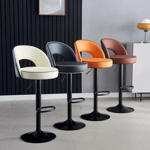 Modern Adjustable Bar <b>Stool</b> Swivel Counter Chair Upholstered <b>Seat</b> Backless Bar Seating with Footrest for Home Cafe - Product Image 1