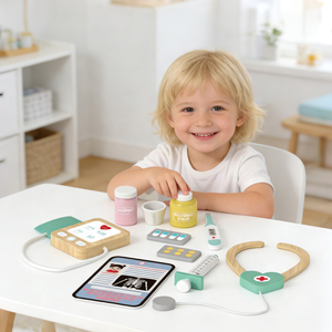 Ensemble de jouets de médecin en <span class=keywords><strong>bois</strong></span> jouet de jeu de rôle pour enfants jouet médical de médecin simulé avec boîte médicale - Product Image 2