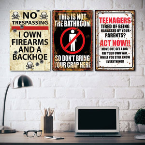 I bambini di cautela giocano a segni di stagno di metallo retrò tenere fuori non disturbare il segno della placca di metallo avvertenza dello squalo che avvisa la caverna dell'uomo - Product Image 2